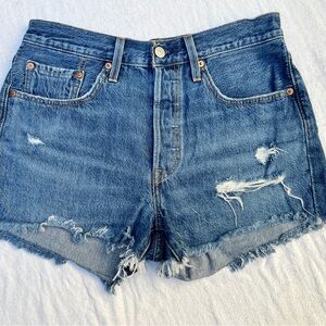 Levi’s Blue Denim Distressed Women Shorts